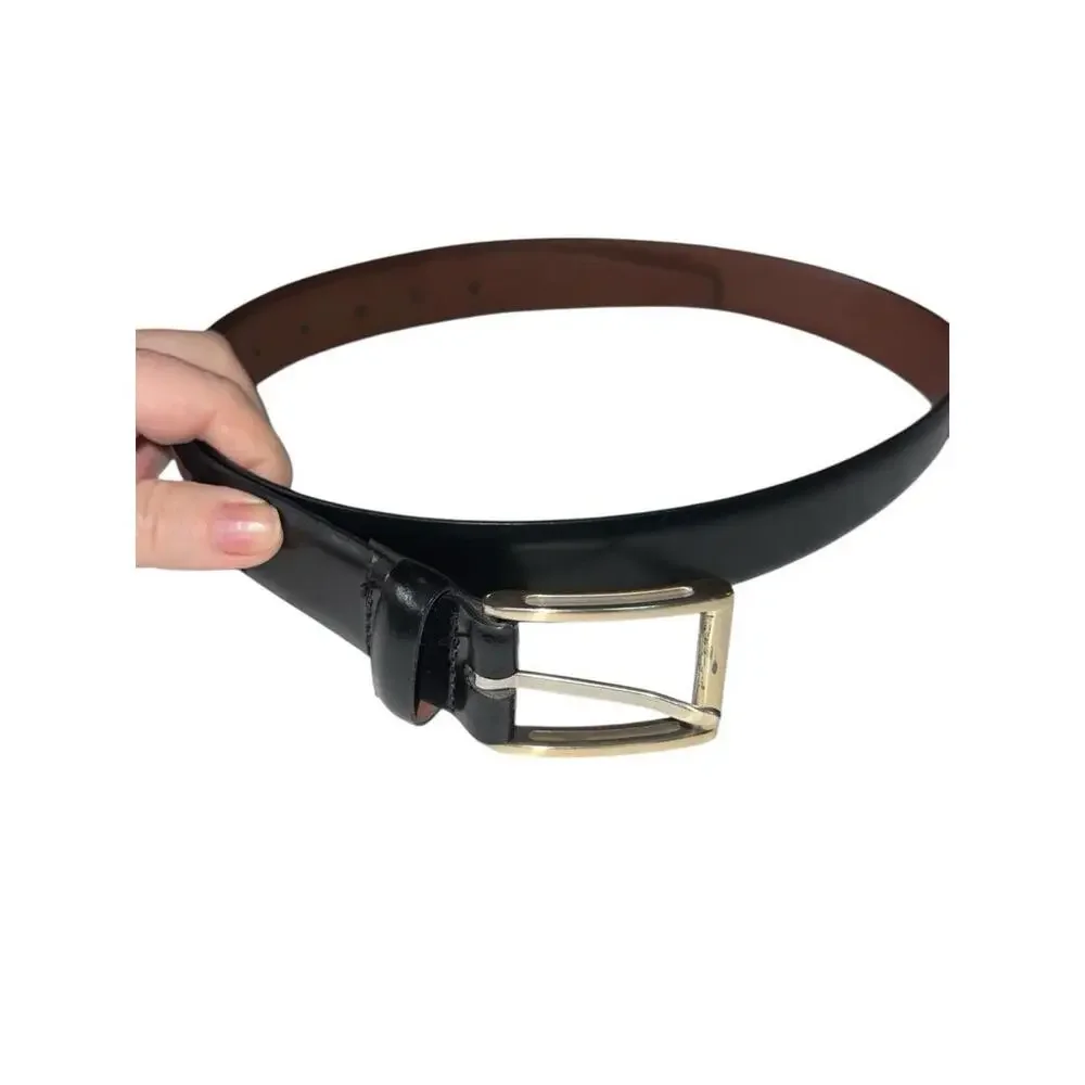 Men’s Black Genuine Leather‎ Dress Belt Silver Buckle Size 40/100 Classic